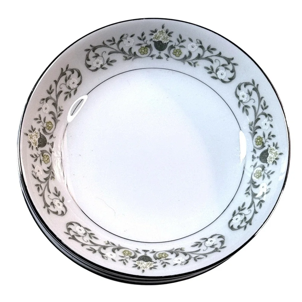 Vintage Sterling Fine China Florentine Fruit Dessert Plates Set of 4 Japan 5.5'